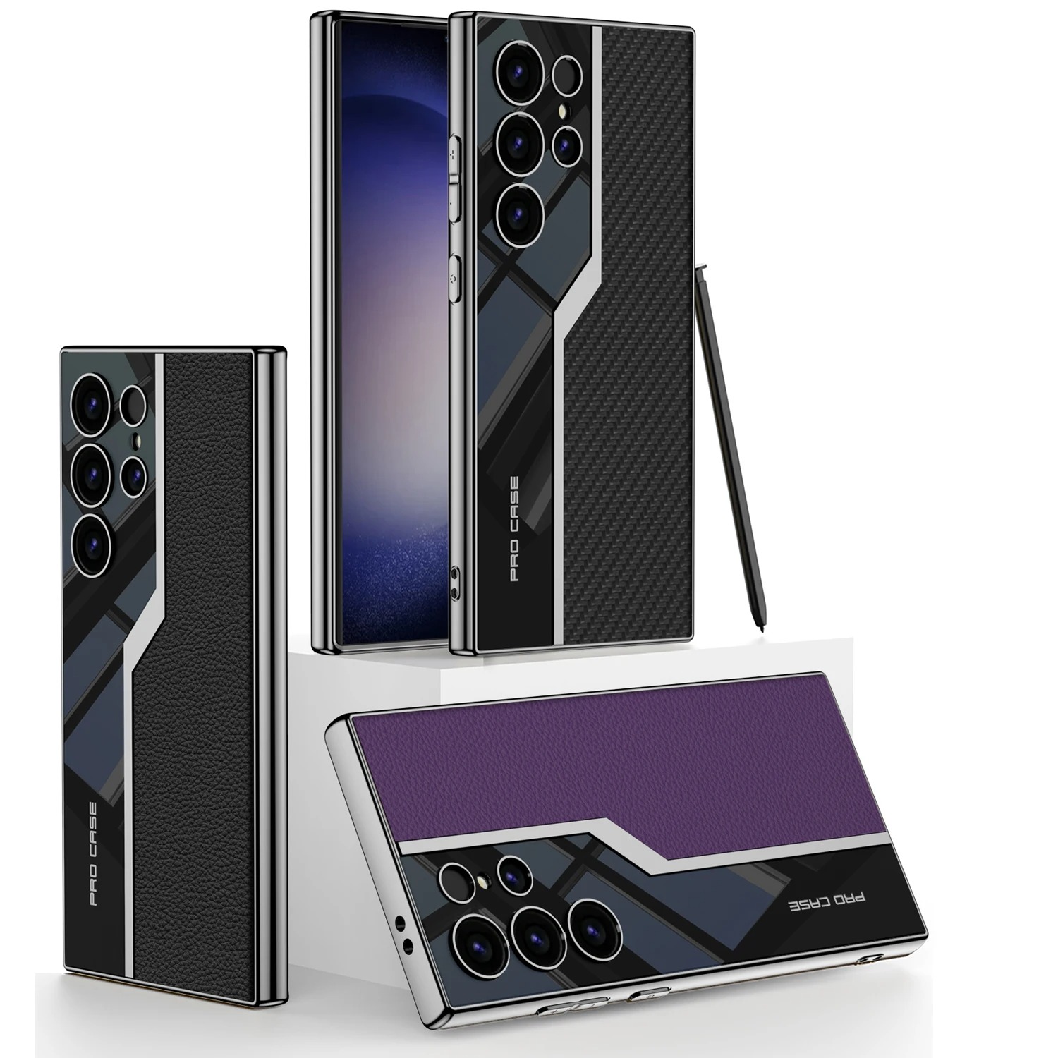 main-image-6 Samsung Galaxy S24 Ultra, S23 Ultra Thin TPU Soft Supercar Footage Case And Plating Leather Protection Cover - Image 1