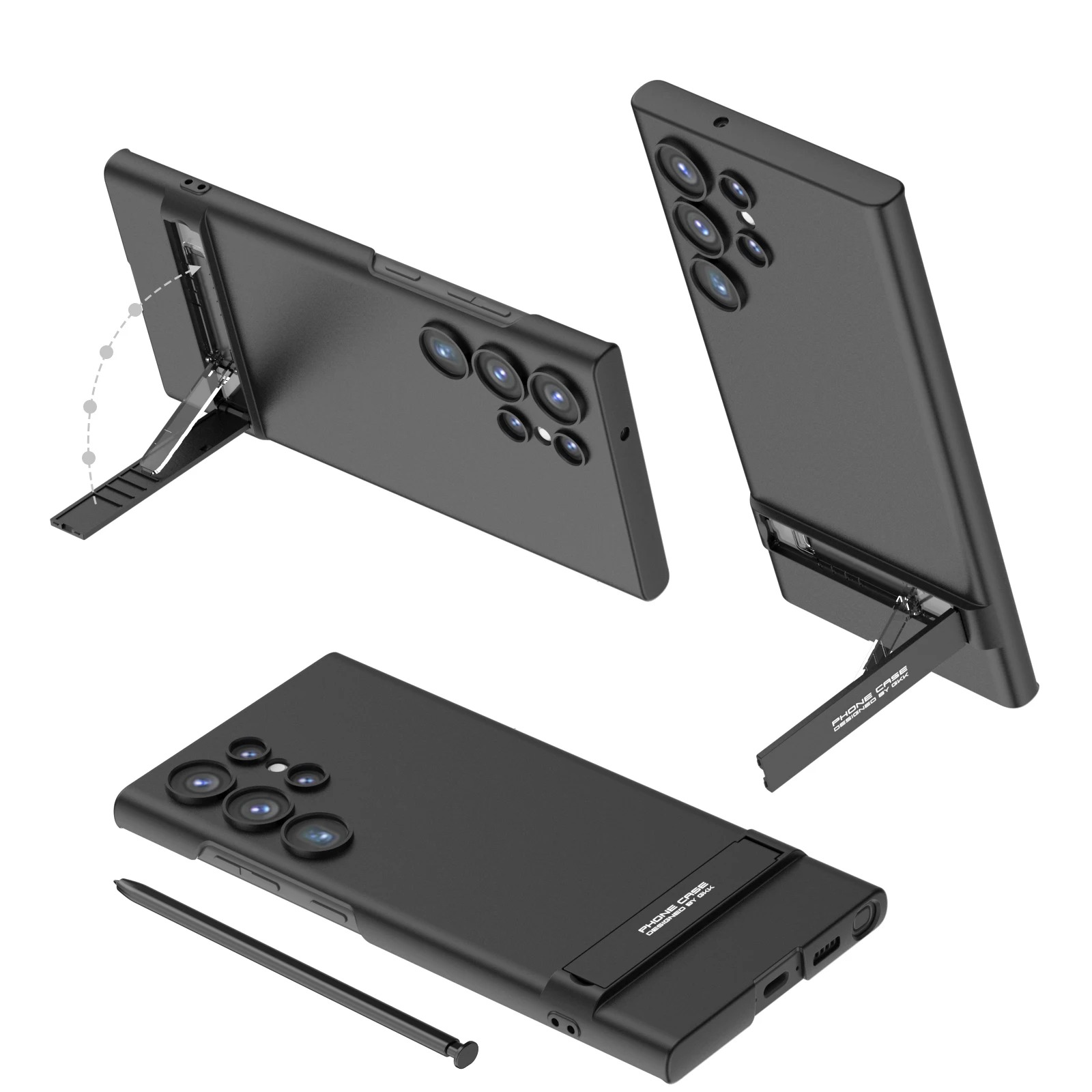 Samsung Galaxy S24 Ultra, S23 Ultra 360 Degree Shockproof Protective And Armor Plastic Stand Matte Case - ছবি 4