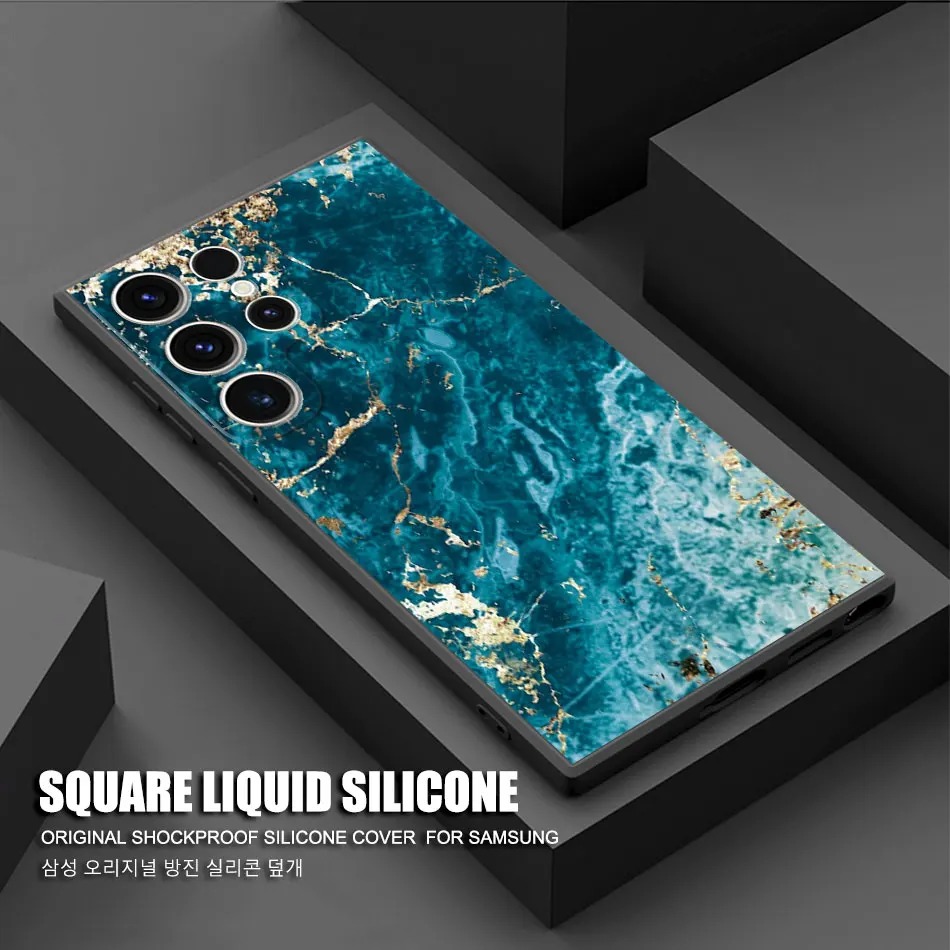 Samsung Galaxy S24 Ultra, S23 Ultra, S22Ultra Glitter Gradient Marble Texture Black Soft Cover