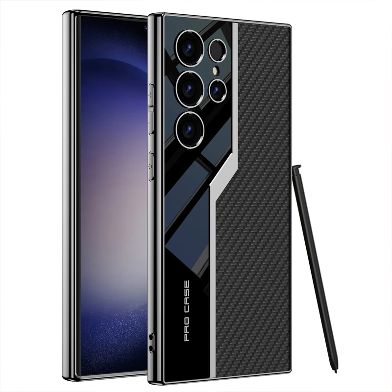 Samsung Galaxy S24 Ultra Thin TPU Soft Supercar Footage Case And Plating Leather Protection Cover