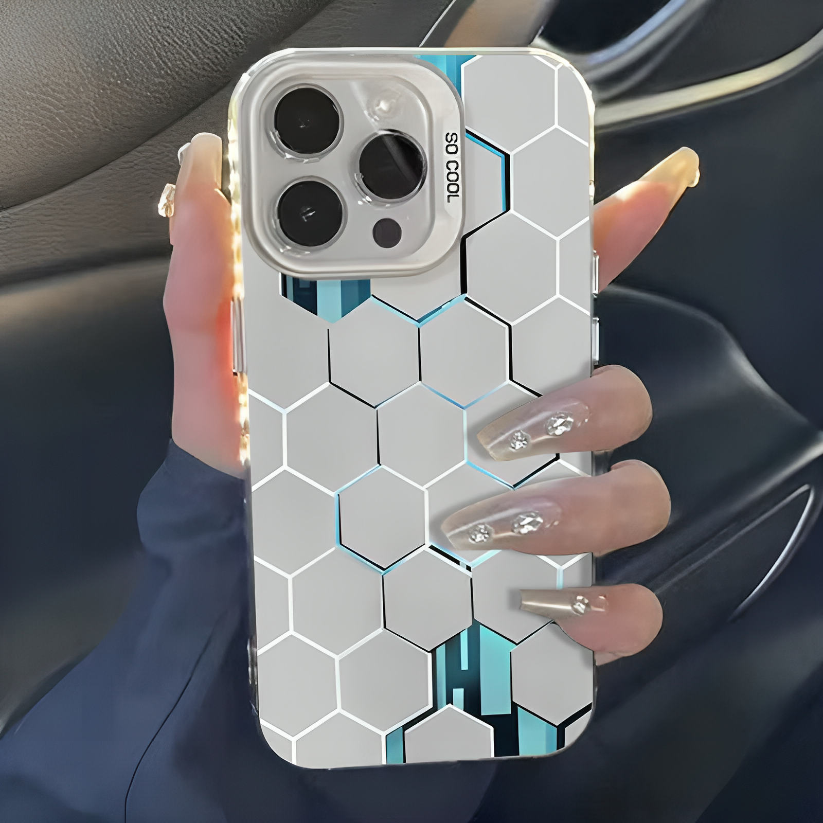 iPhone 14 Pro,14 Pro Max, 15 Pro, 15 Pro Max, 16 Pro,16 Pro Max Shockproof Silicone Cool Luxury Back Cover