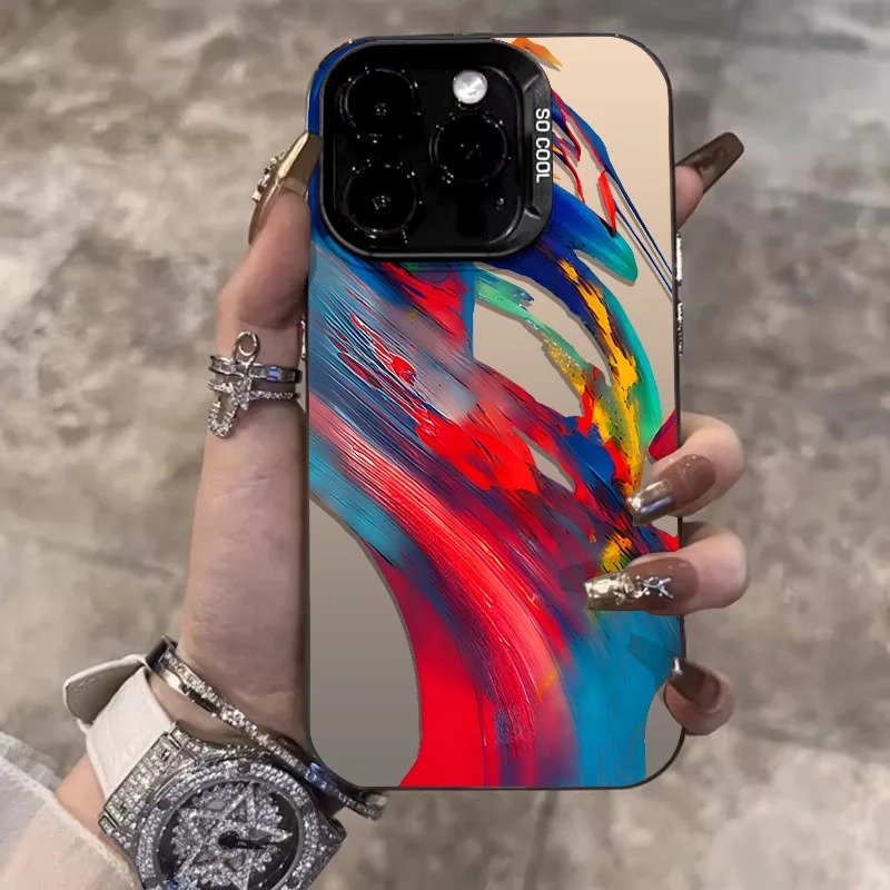 iPhone 15 Pro Max, iPhone 14 Pro Max New fashion Doodle Drawing  Laser Plated Silicone Cover