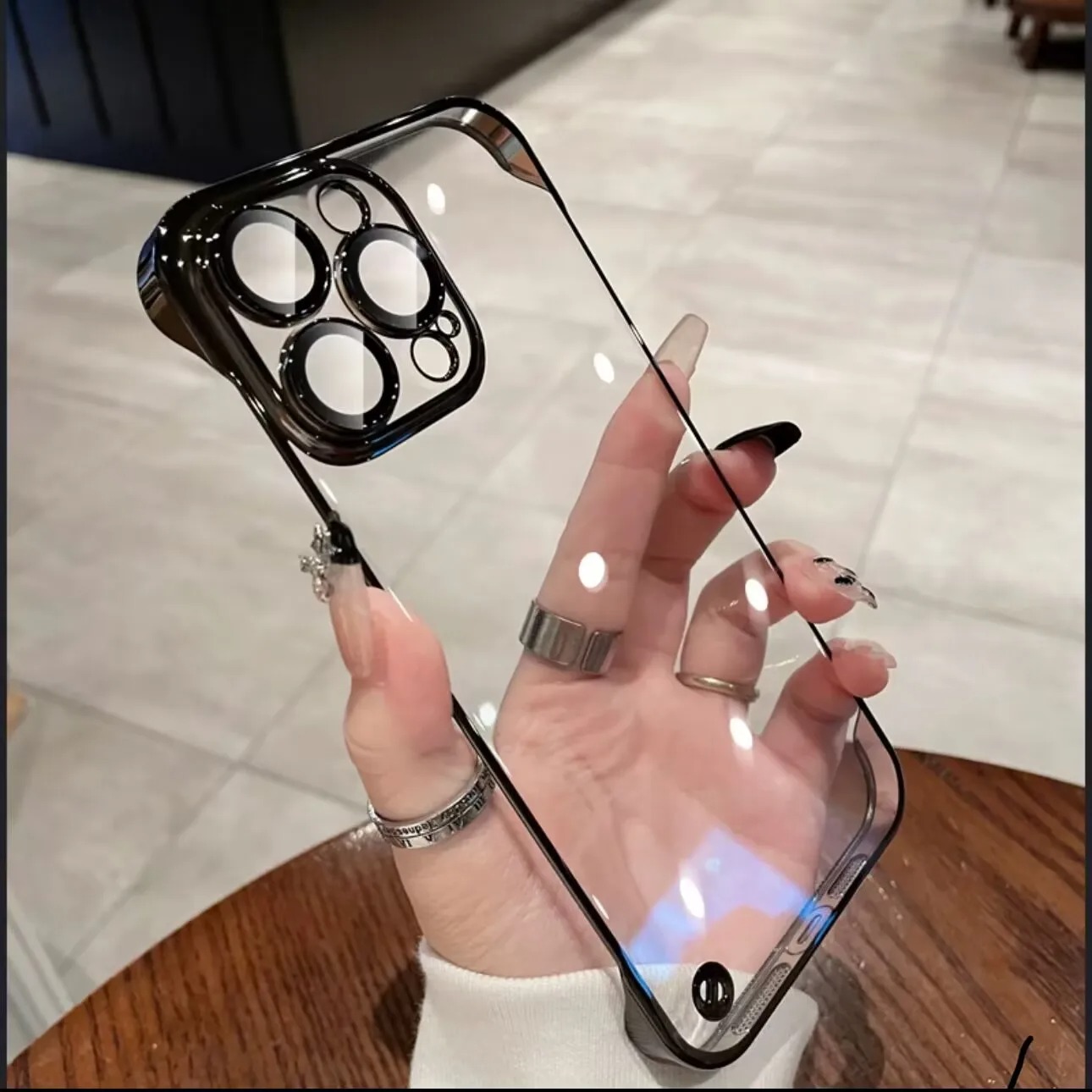iPhone 16 Pro Max , 15 Pro Max, 14 Pro Max Luxury Plating Ultrathin Transparent Cases Shockproof Clear Cover