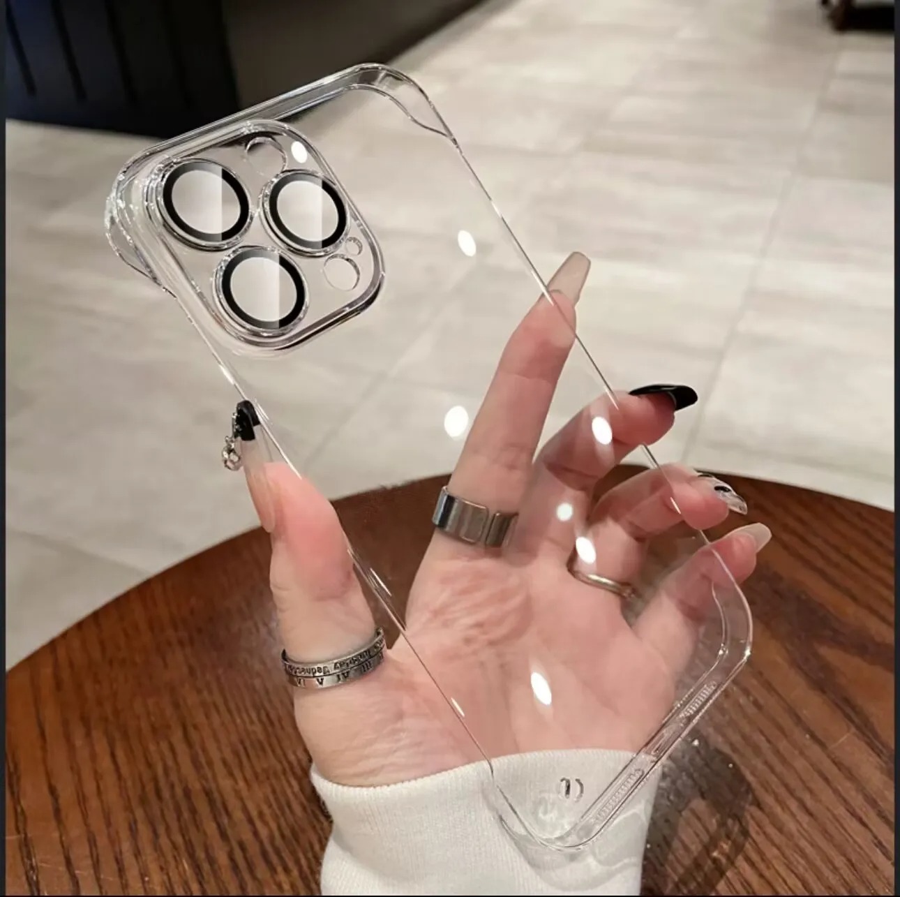 iPhone 16 Pro Max , 15 Pro Max, 14 Pro Max Luxury Plating Ultrathin Transparent Cases Shockproof Clear Cover - ছবি 3