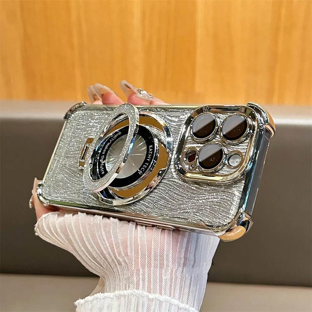 iPhone 16 Pro Max , 15 Pro Max, 14 Pro Max Glitter Water Ripple Magsafe Logo Hole Case - ছবি 3