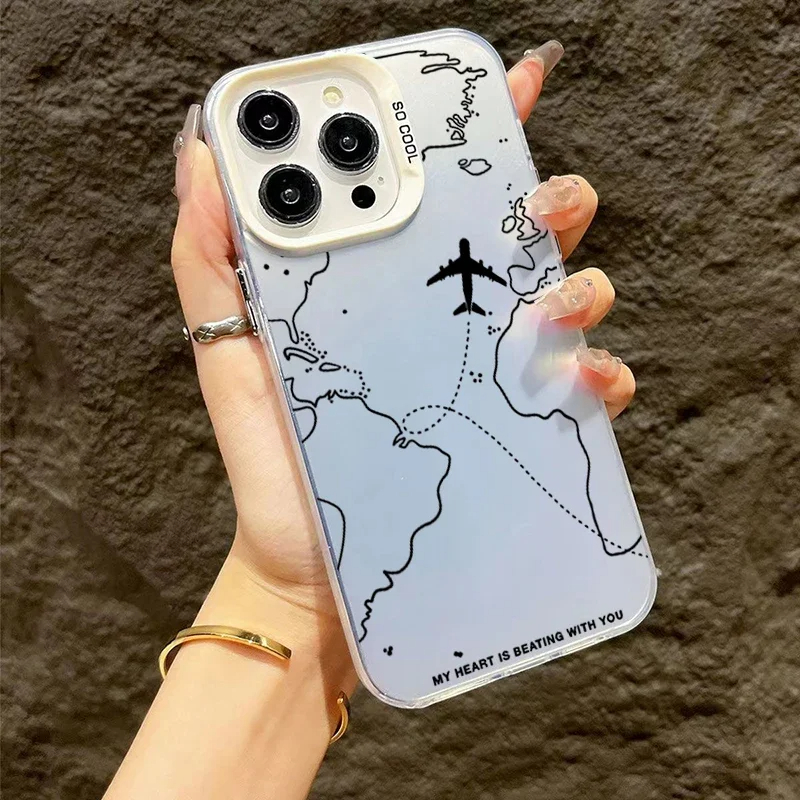 iPhone Airplane Route Design Phone Case For iPhone 16 Pro Max, 15 Pro Max, 14 Pro Max - ছবি 2