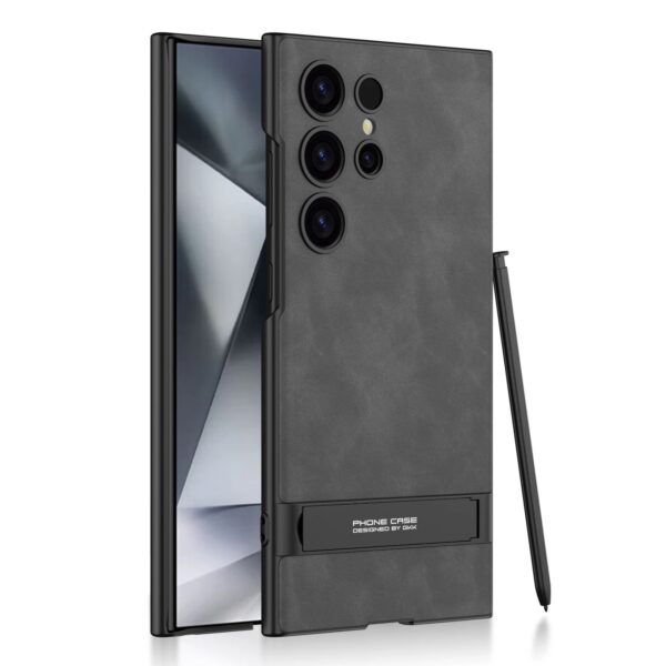 Samsung Galaxy S24 Ultra, S23 Ultra Luxury PU Frosted Leather Bracket Case 360 Degree Protective Soft Cover