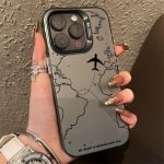 iPhone Airplane Route Design Phone Case For iPhone 16 Pro Max, 15 Pro Max, 14 Pro Max
