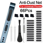 66pcs Smart Phones Dust Plug Speaker Mesh Sticker with Tweezers & Charging Port Protector Cleaning Kit - Image 7